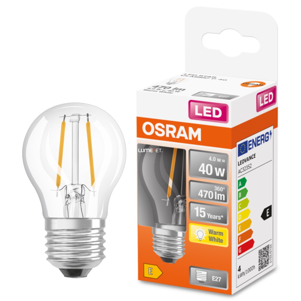 Osram E27 LED Star glob mic 4W 470lm 2700K alb cald 300° - înlocuire bec 40W