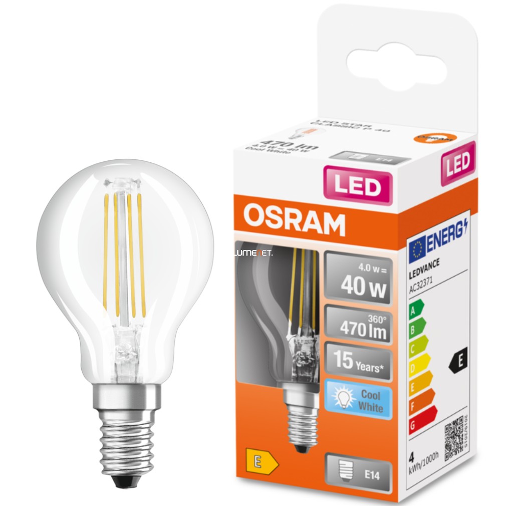 Osram E14 LED Star glob mic 4W 470lm 4000K alb rece 300° - înlocuire bec 40W