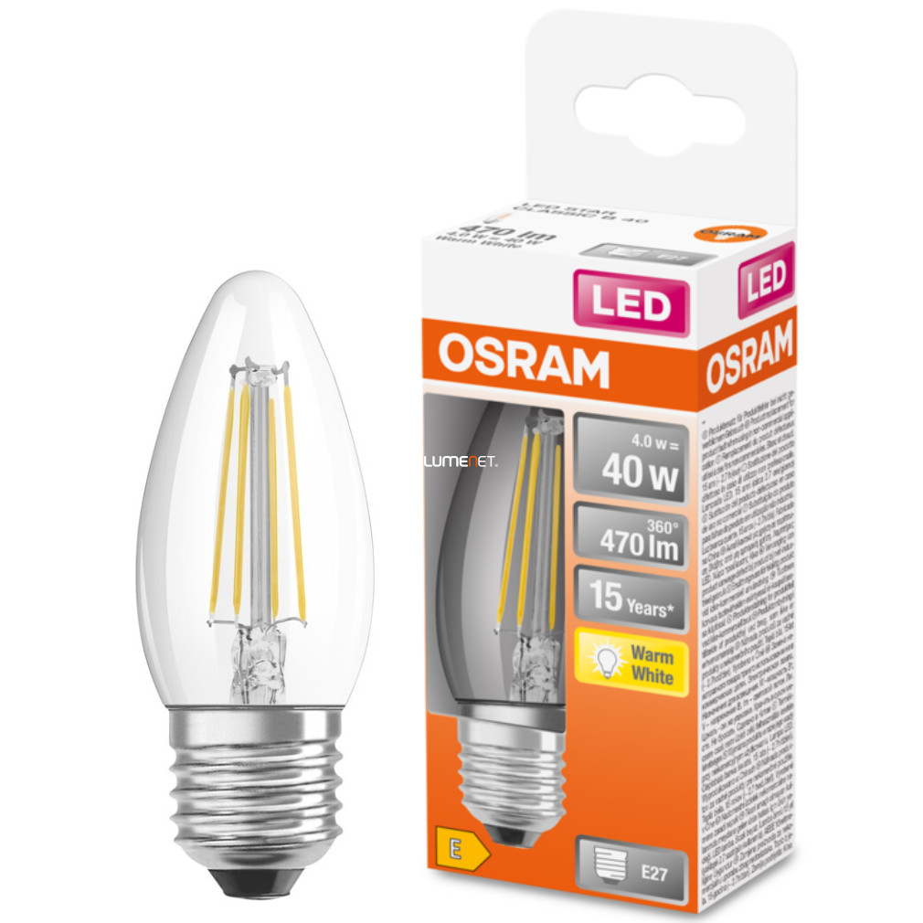 Osram E27 LED Lumânare stea 4W 470lm 2700K alb cald 300° - înlocuire bec 40W