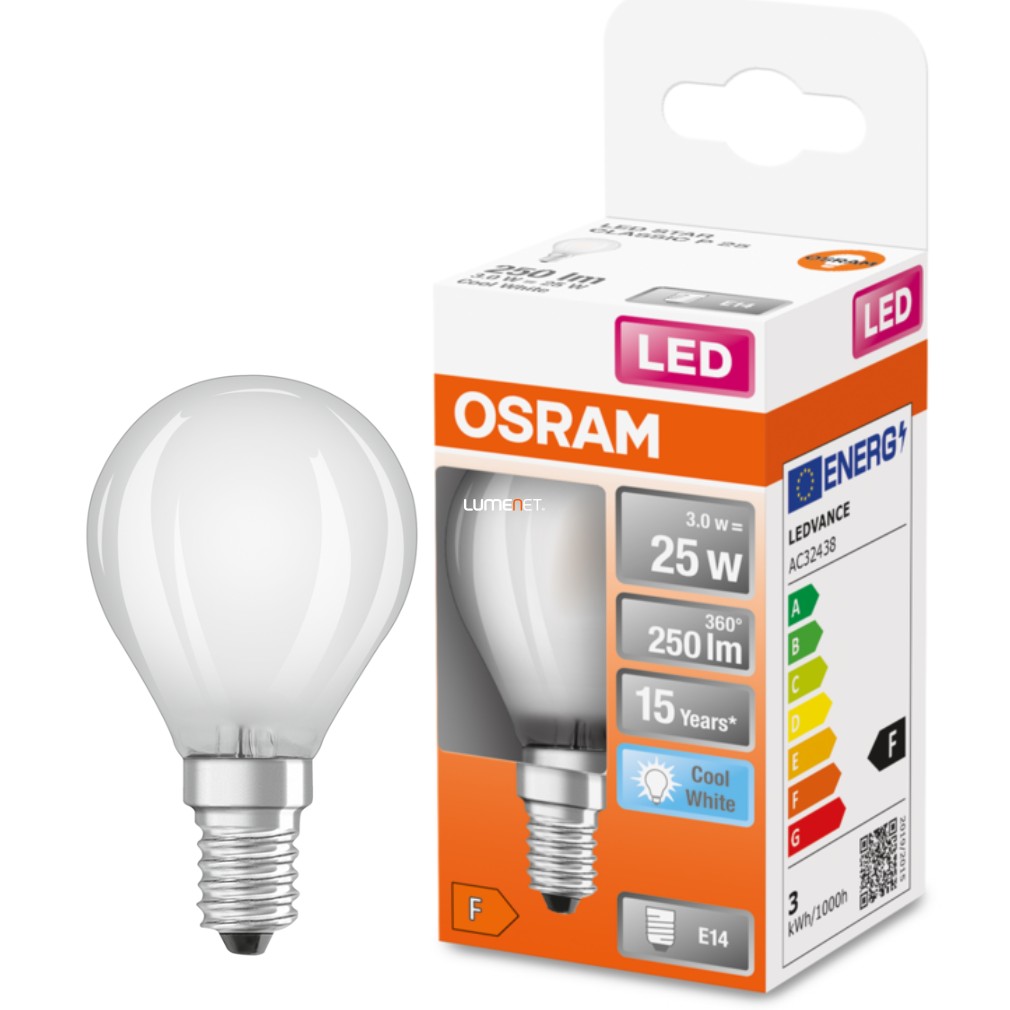 Osram E14 LED Star glob mic 2.5W 250lm 4000K alb rece 300° opal - înlocuiește becul de 25W