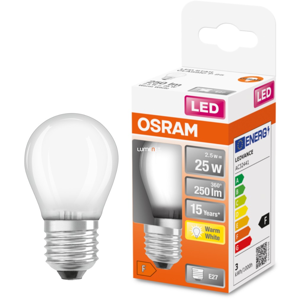 Osram E27 LED Star glob mic 2.5W 250lm 2700K alb cald 300° opal - înlocuiește becul de 25W