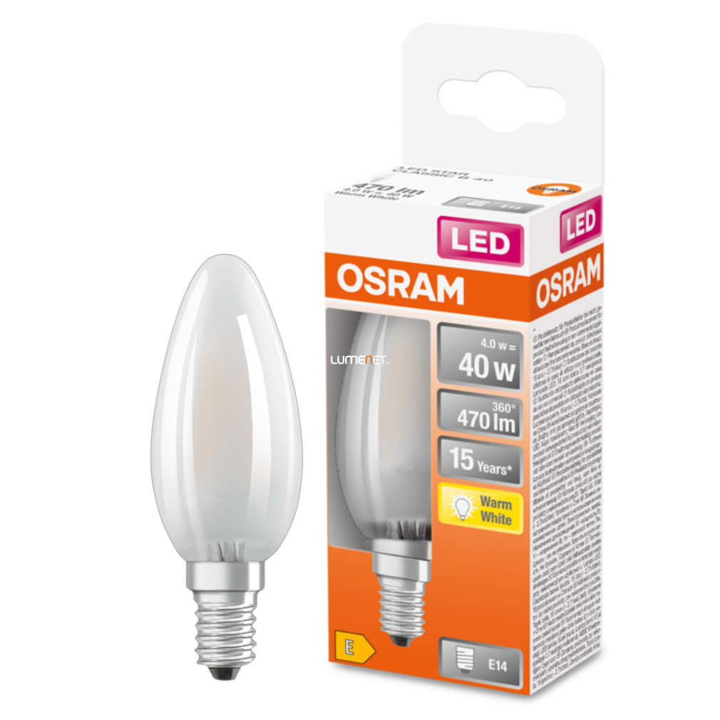 Osram E14 LED Lumânare stea 4W 470lm 2700K alb cald 300° opal - înlocuire bec 40W