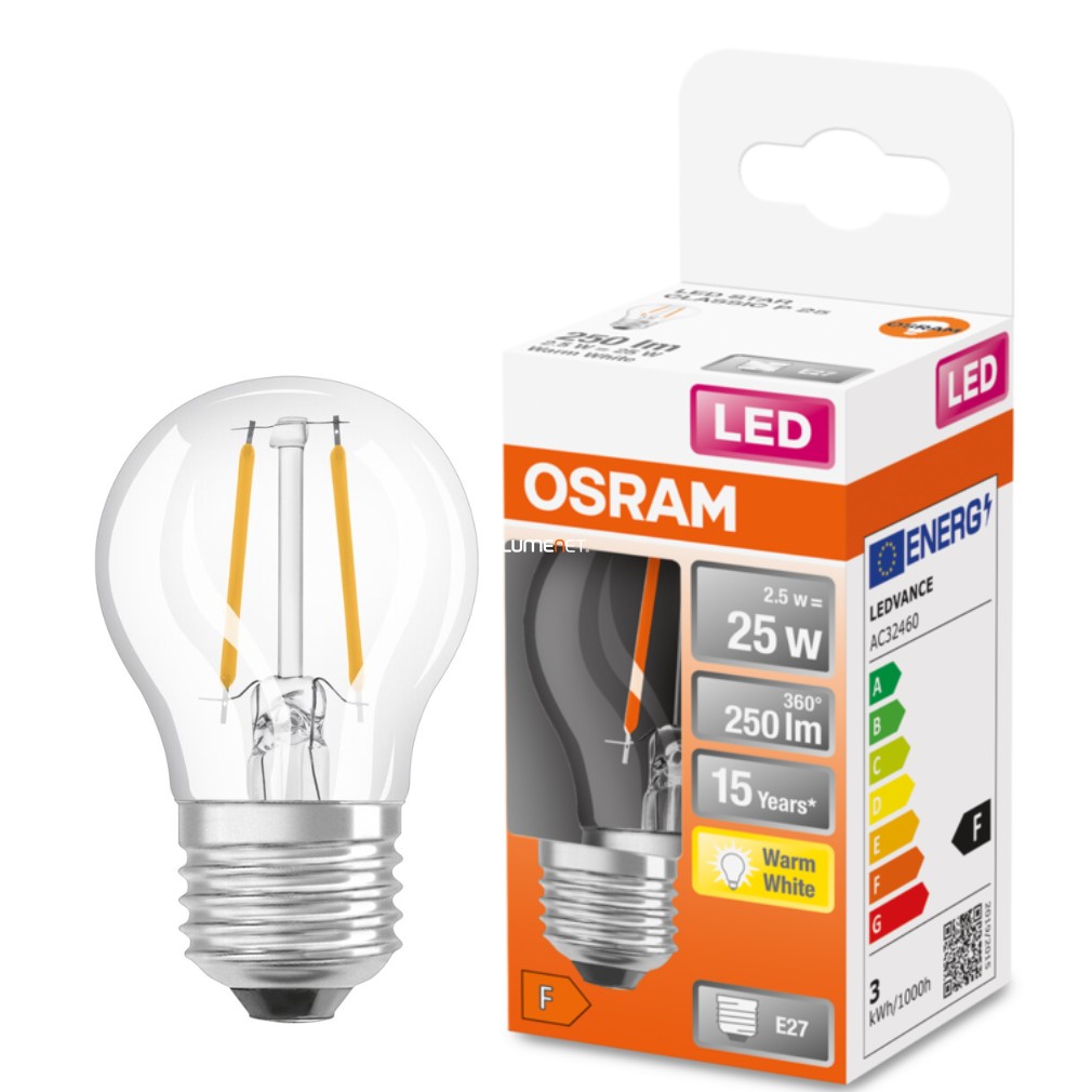 Osram E27 LED Star glob mic 2.5W 250lm 2700K alb cald 300° - înlocuiește becul de 25W