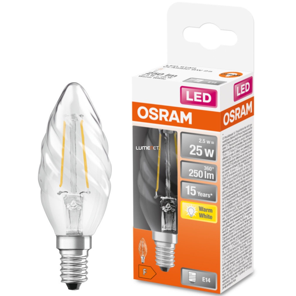 Osram E14 LED Star twisted 2.5W 250lm 2700K alb cald 300° - înlocuiește becul de 25W