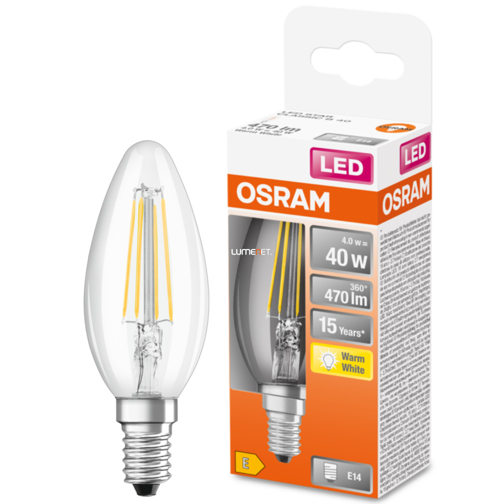 Osram E14 LED Lumânare stea 4W 470lm 2700K alb cald 300° - înlocuire bec 40W