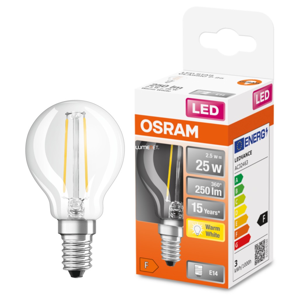 Osram E14 LED Star glob mic 2.5W 250lm 2700K alb cald 300° - înlocuiește becul de 25W