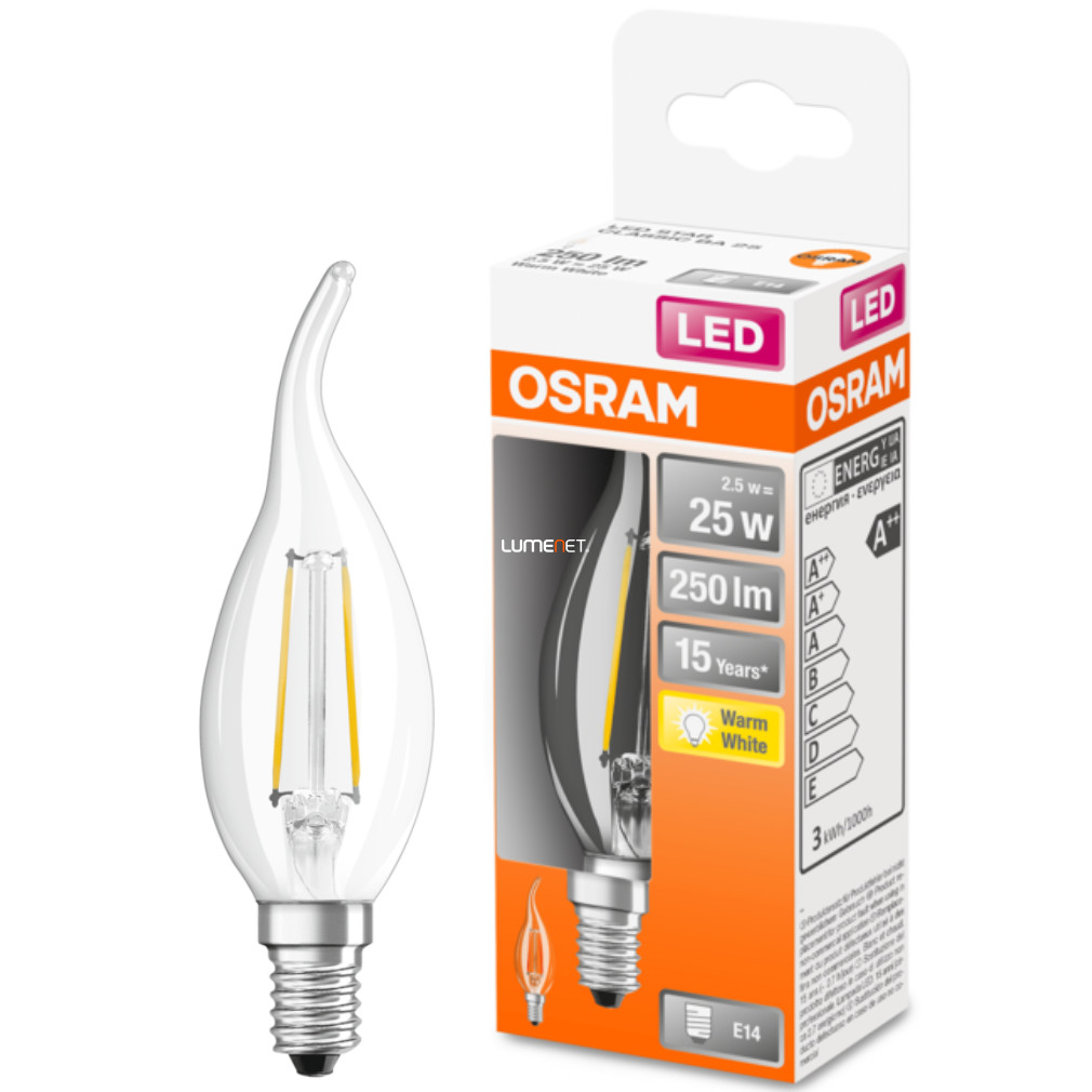 Osram E14 LED Star Windswept 2.5W 250lm 2700K alb cald 300° - înlocuiește becul de 25W