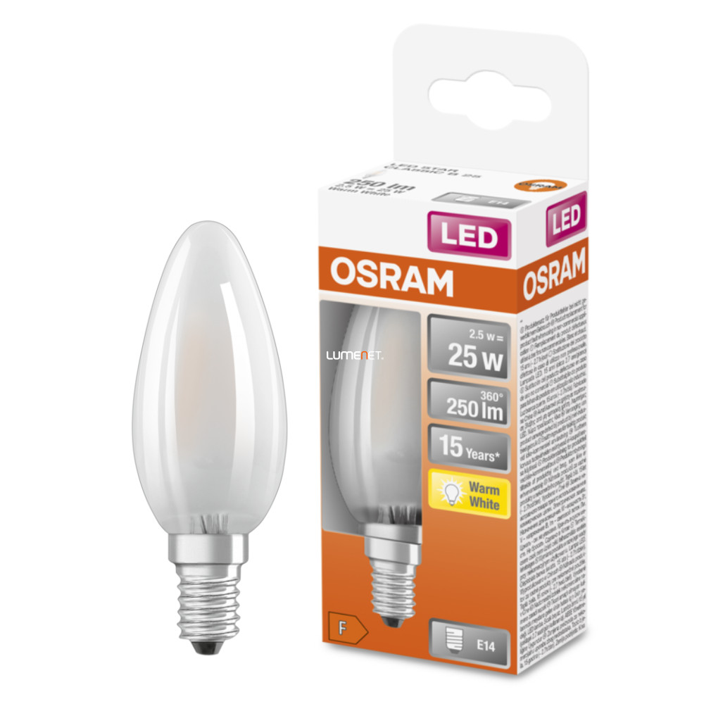 Osram E14 LED Lumânare stea 2.5W 250lm 2700K alb cald 300° opal - înlocuiește becul 25W