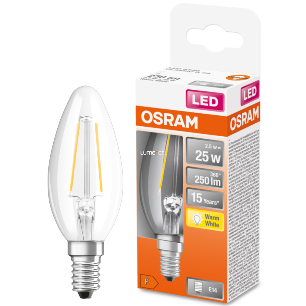 Osram E14 LED Lumânare stea 2.5W 250lm 2700K alb cald 300° - înlocuiește becul de 25W