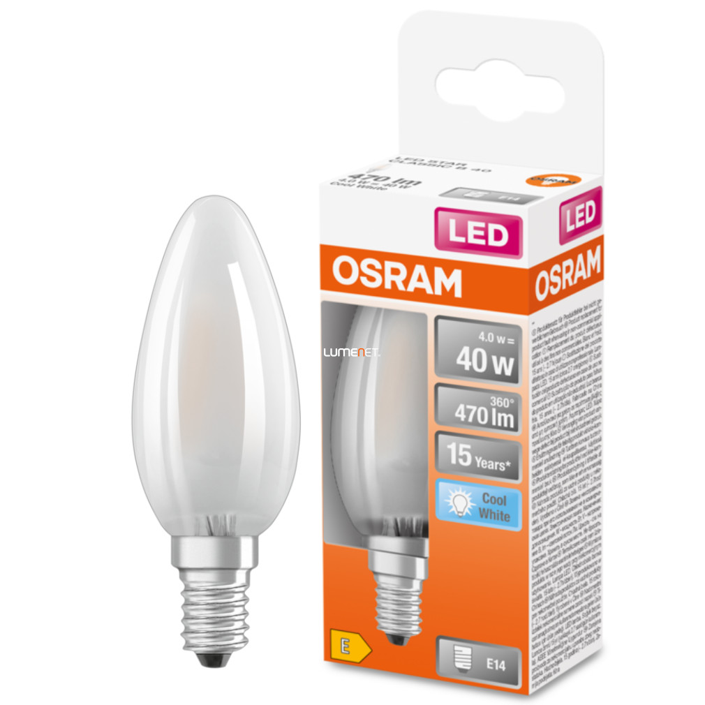 Osram E14 LED Lumânare stea 4W 470lm 4000K alb rece 300° opal - înlocuire bec 40W