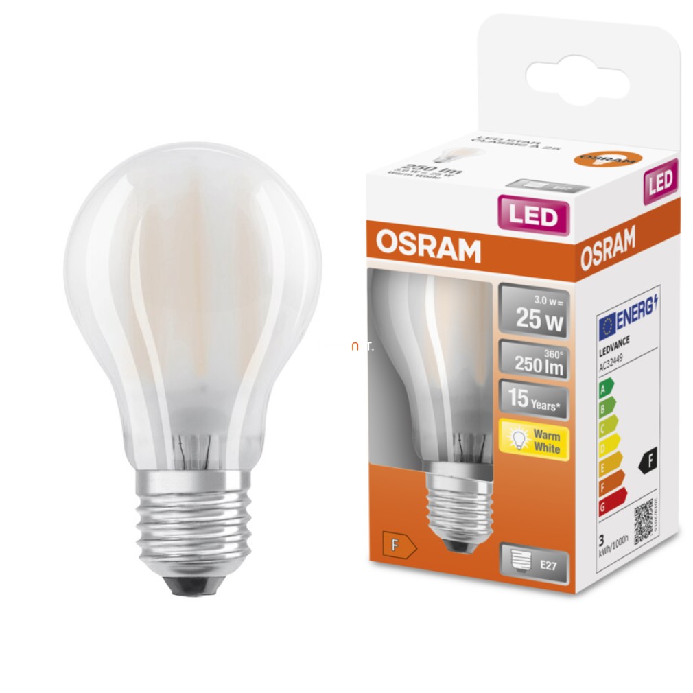 Osram E27 LED Star 2,5W 250lm 2700K alb cald 300° opal - înlocuiește becul de 25W