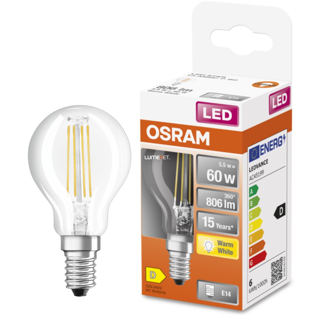 Osram E14 LED Star glob mic 5.5W 806lm 2700K alb cald 300° - înlocuiește becul 60W