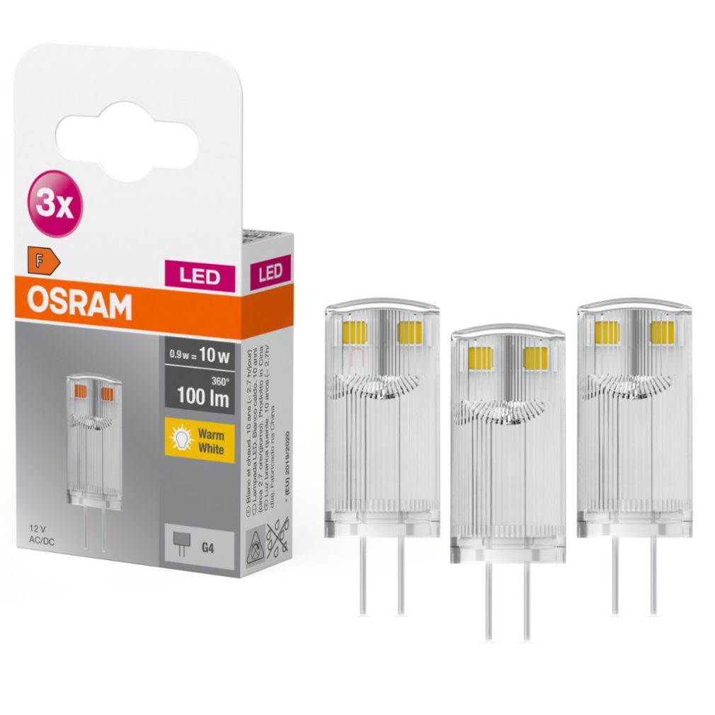 Osram G4 LED cu picior, 0,9 W, 100 lm, 2700 K, alb cald, plastic - înlocuiește becul de 10 W, 3 bucăți, 3 bucăți - Base Special Pin Clear