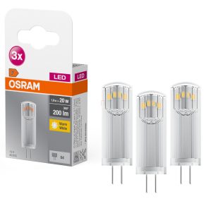   Osram G4 LED cu soclu cu pini, 1,8 W, 200 lm, 2700 K, alb cald, plastic - înlocuiește becul de 20 W, 3 bucăți, 3 bucăți - Soclu special cu pini transparent