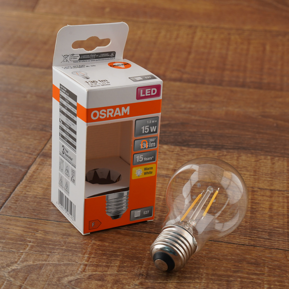 Osram E27 LED Star 1,5W 136lm 2700K alb cald 300° - înlocuiește becul de 15W