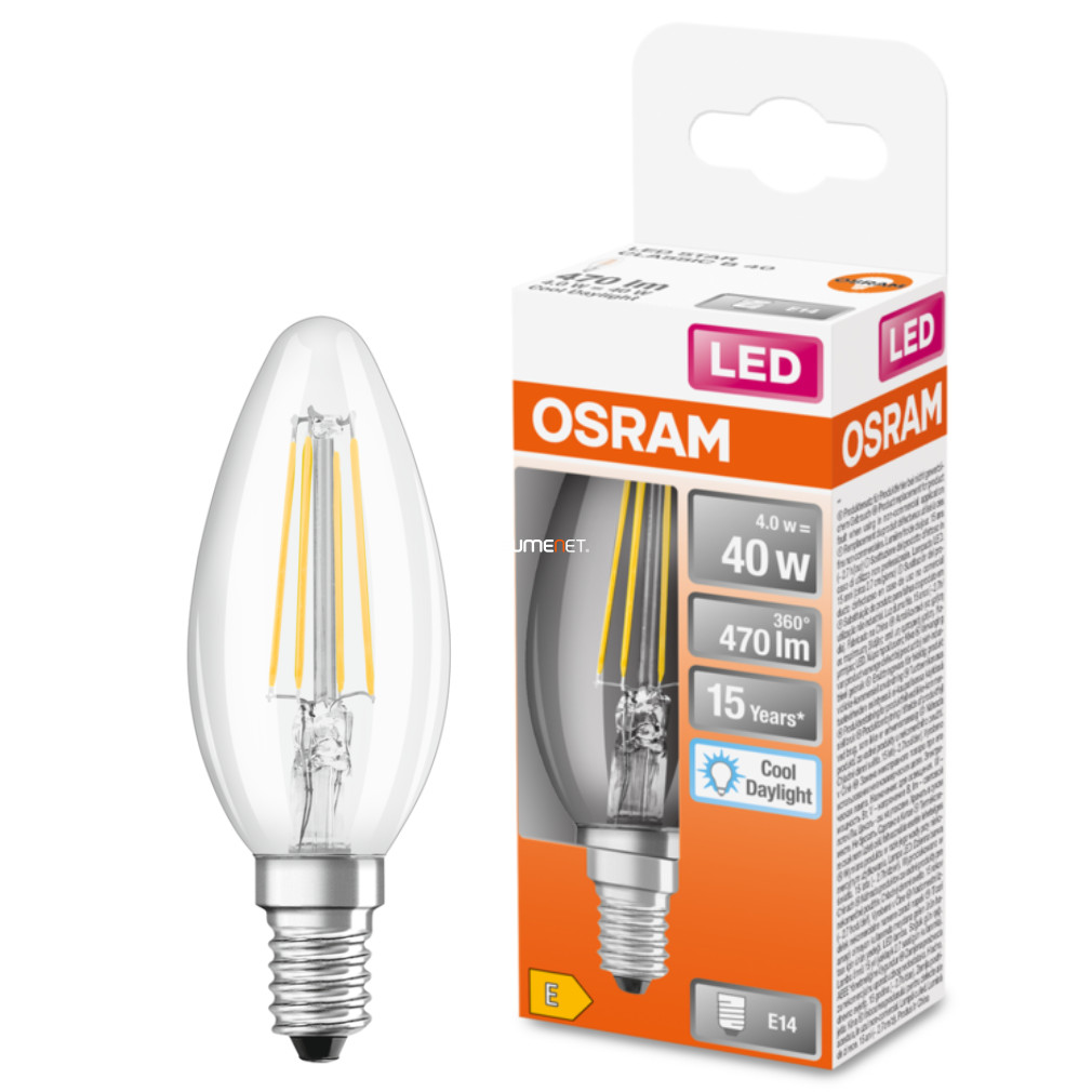 Osram E14 LED Lumânare stea 4.5W 470lm 6500K lumina zilei 300° - înlocuire bec 40W