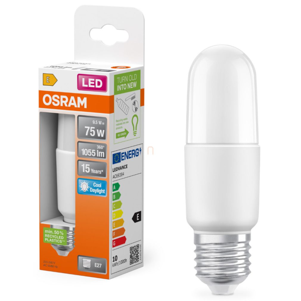 Osram E27 LED, 9,5W, 1055 lm, 6500 K, lumină naturală, plastic opal - înlocuiește becul incandescent de 75 W - Star Classic