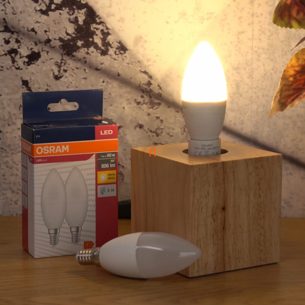 Osram E14 LED Value Classic bec de lumini 7,5 W, 806 lm, 2700 K, înlocuiește becul incandescent de 60 W (2 bucăți)