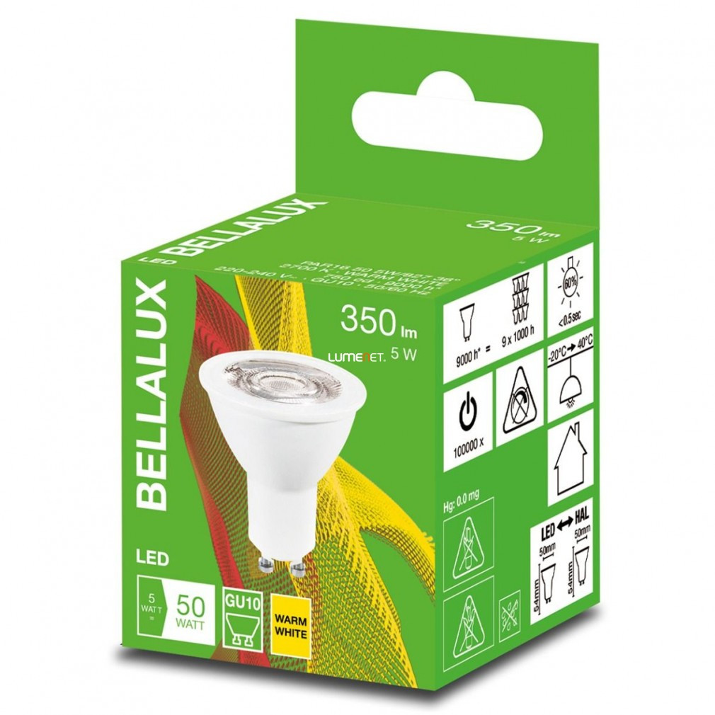 Bellalux GU10 LED 4,5W, 350 lm, 2700K - înlocuiește becurile de 50 W