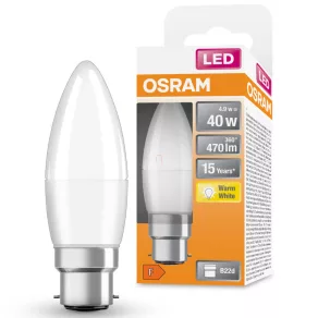   Osram B22d LED 4,9 W, 470 lm, 2700 K, alb cald, plastic opal – înlocuiește becul de 40 W – Star Classic B