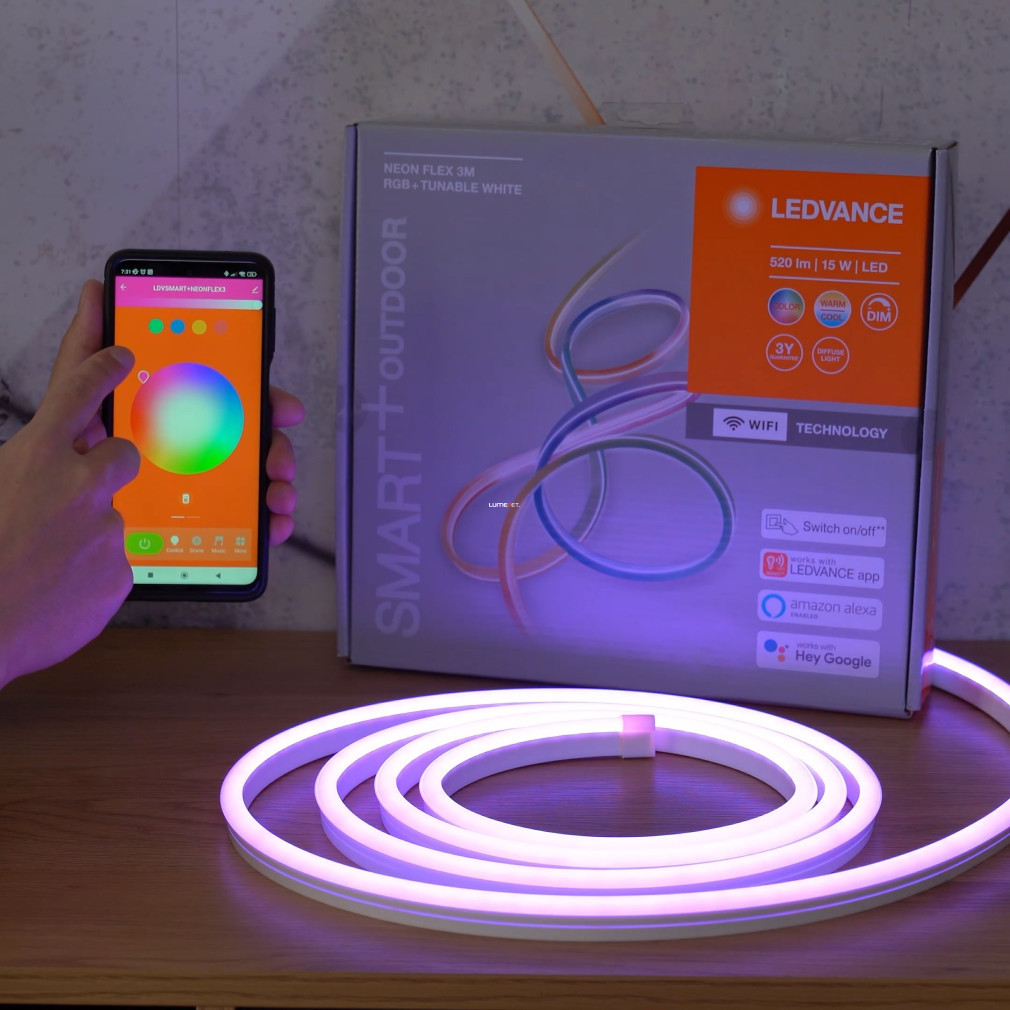 Ledvance Smart+ WIFI Neon Flex RGBTW bandă LED pentru exterior IP44 15W 2700-6500K 3m