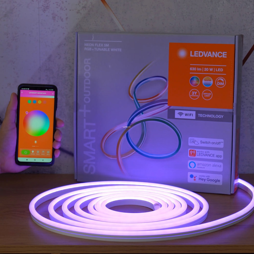 Ledvance Smart+ WIFI Neon Flex RGBTW bandă LED pentru exterior IP44 20W 2700-6500K 5m