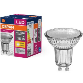   Osram GU10 LED 4,3 W, 350 lm, 2700 K, alb cald, sticlă transparentă - înlocuiește becul de 50 W - Value Spot PAR16