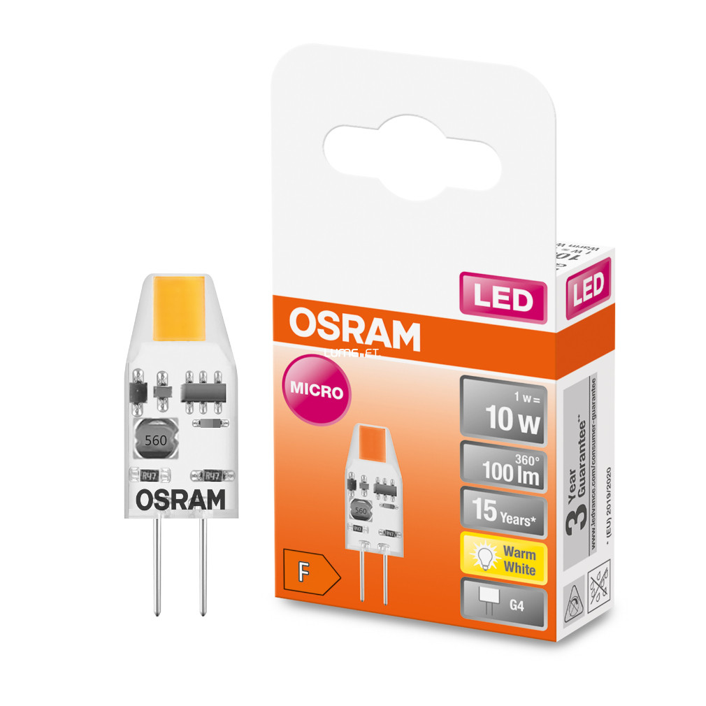 Osram Special Pin Micro G4 LED 1W 100lm 2700K - 10W înlocuire bec