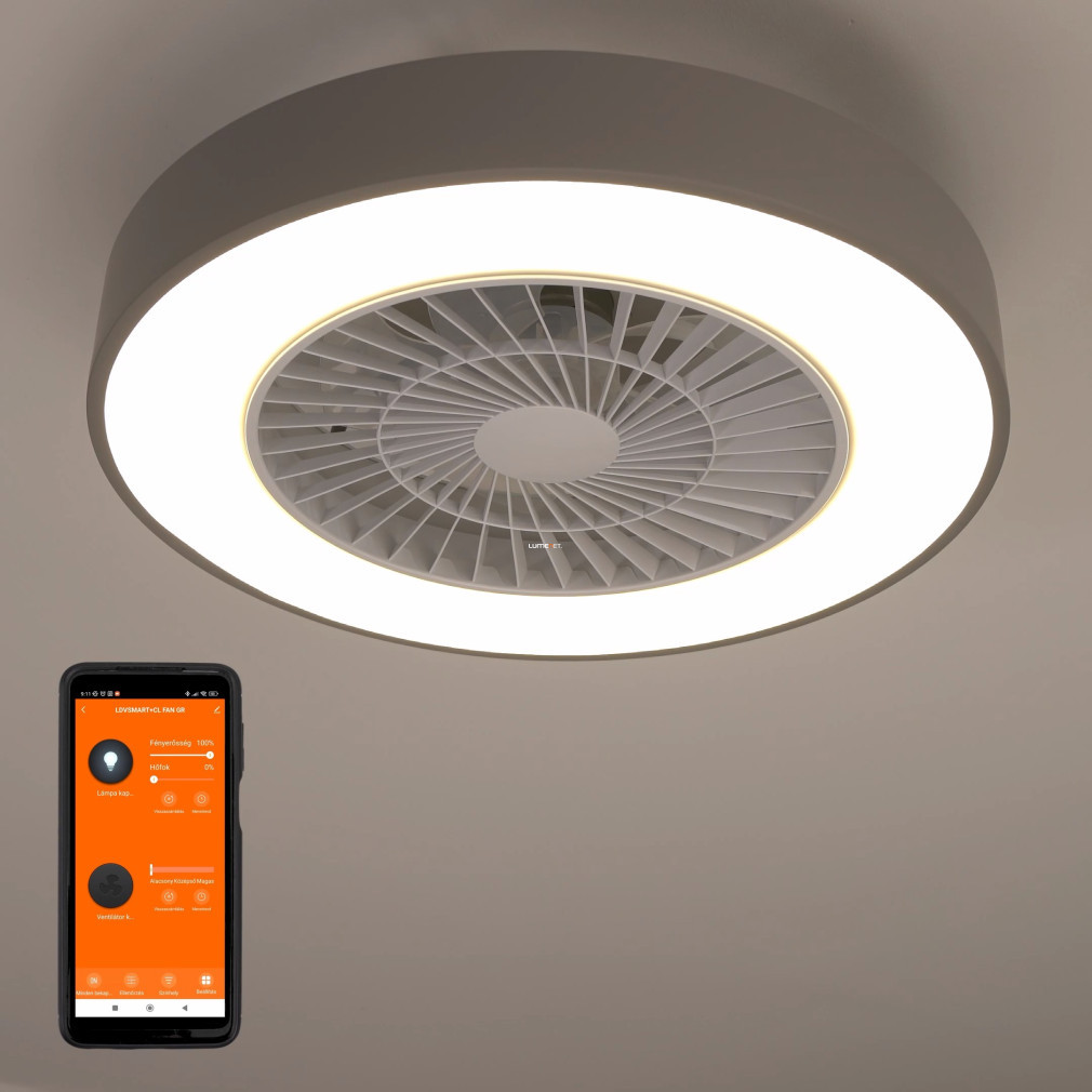 Ledvance Smart+ WIFI ventilator cu LED reglabil, gri