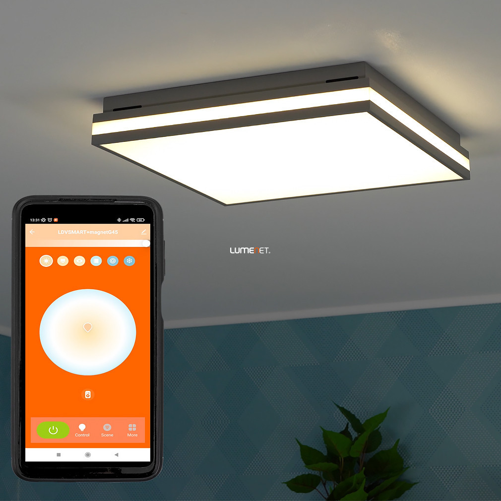 Ledvance Smart+ WIFI lampă inteligentă LED pentru tavan 45x45 cm, alb rece/cald, 42 W, culoare gri (Orbis Magnet)