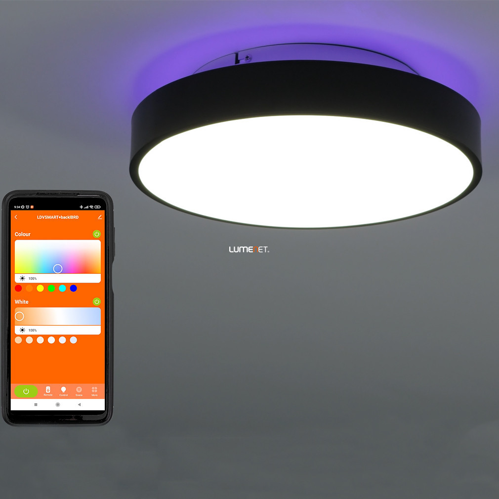 Ledvance Smart+ WIFI lampă inteligentă LED pentru tavan, alb rece/cald, 28 W, culoare neagră (Orbis Round Square RGBW)