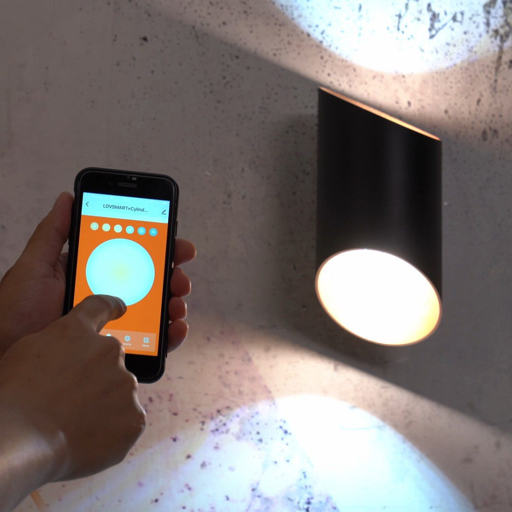 Ledvance Smart+ WIFI Orbis Cylindro lampă LED inteligentă de perete 20X12,7cm, negru-auriu