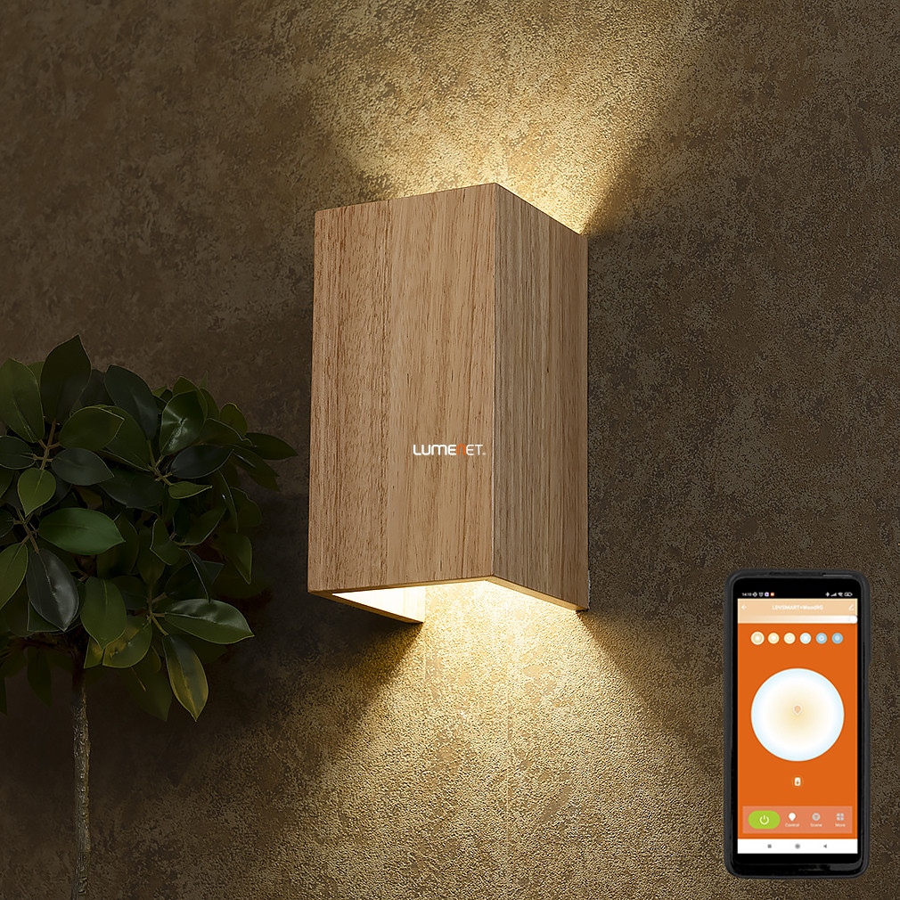 Ledvance Smart+ WIFI smart wood model LED de perete, alb rece/cald, 12 W (Orbis Wall Wood Rectangular)