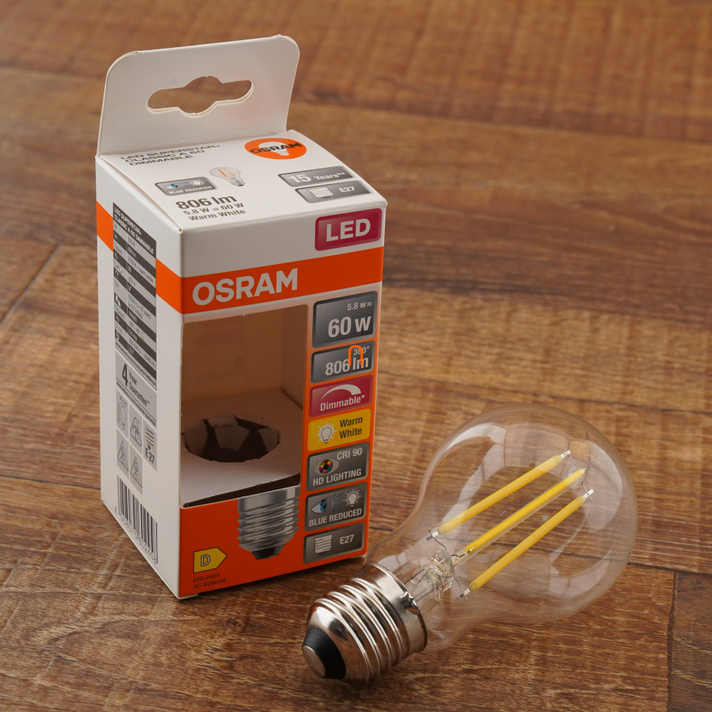 Osram E27 LED SStar+ 5,8W 806lm 2700K alb cald, reglabil 300° - înlocuiește becul de 60W