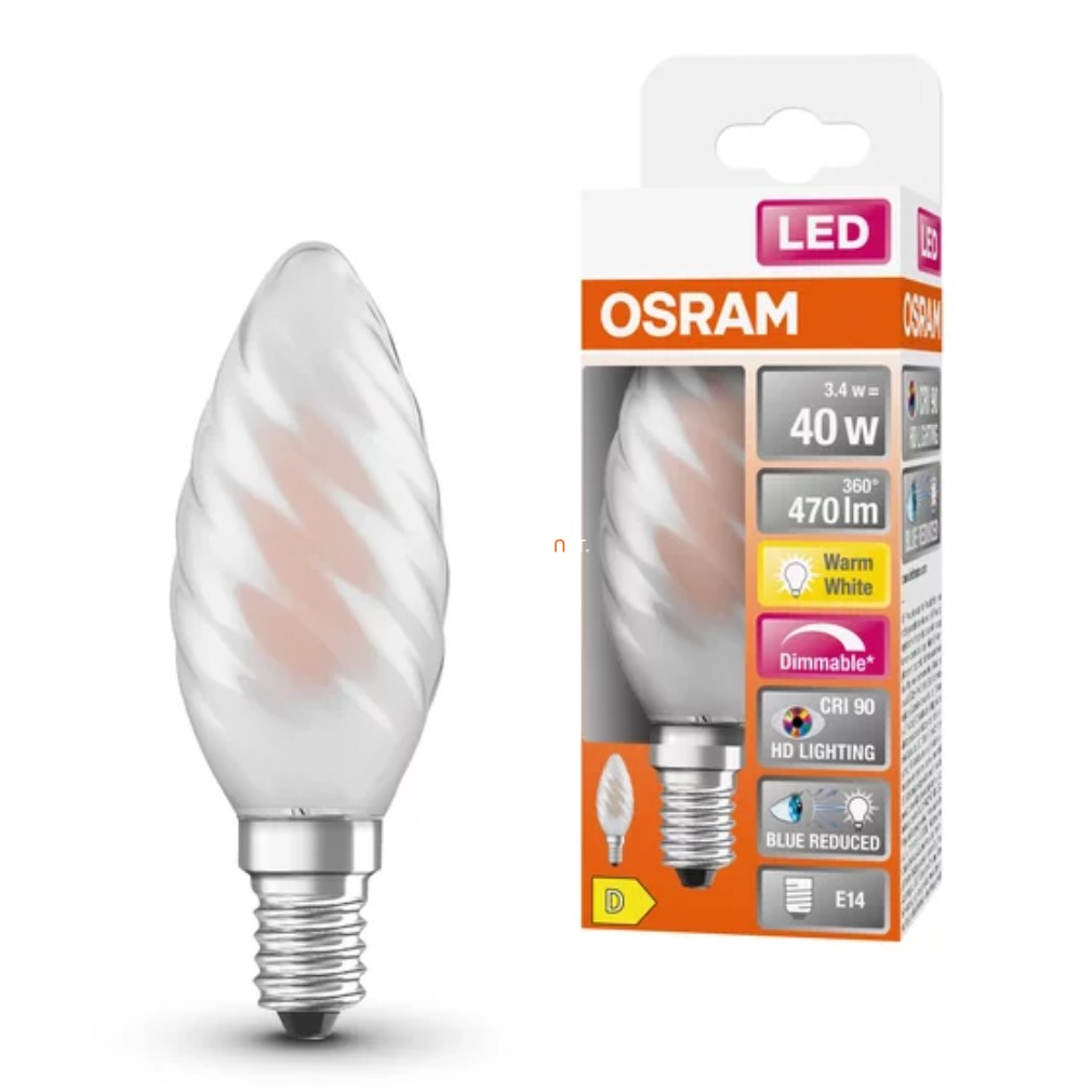 Osram E14 LED SStar+ șurub 3.4W 470lm 2700K alb cald, reglabil 300° - înlocuiește becul 40W