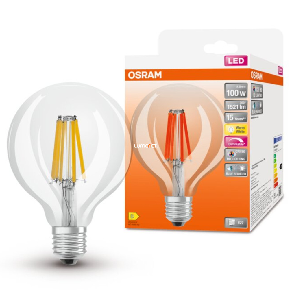 Osram E27 LED SStar+ glob mare 11W 1521lm 2700K alb cald, reglabil 300° - înlocuiește becul 100W