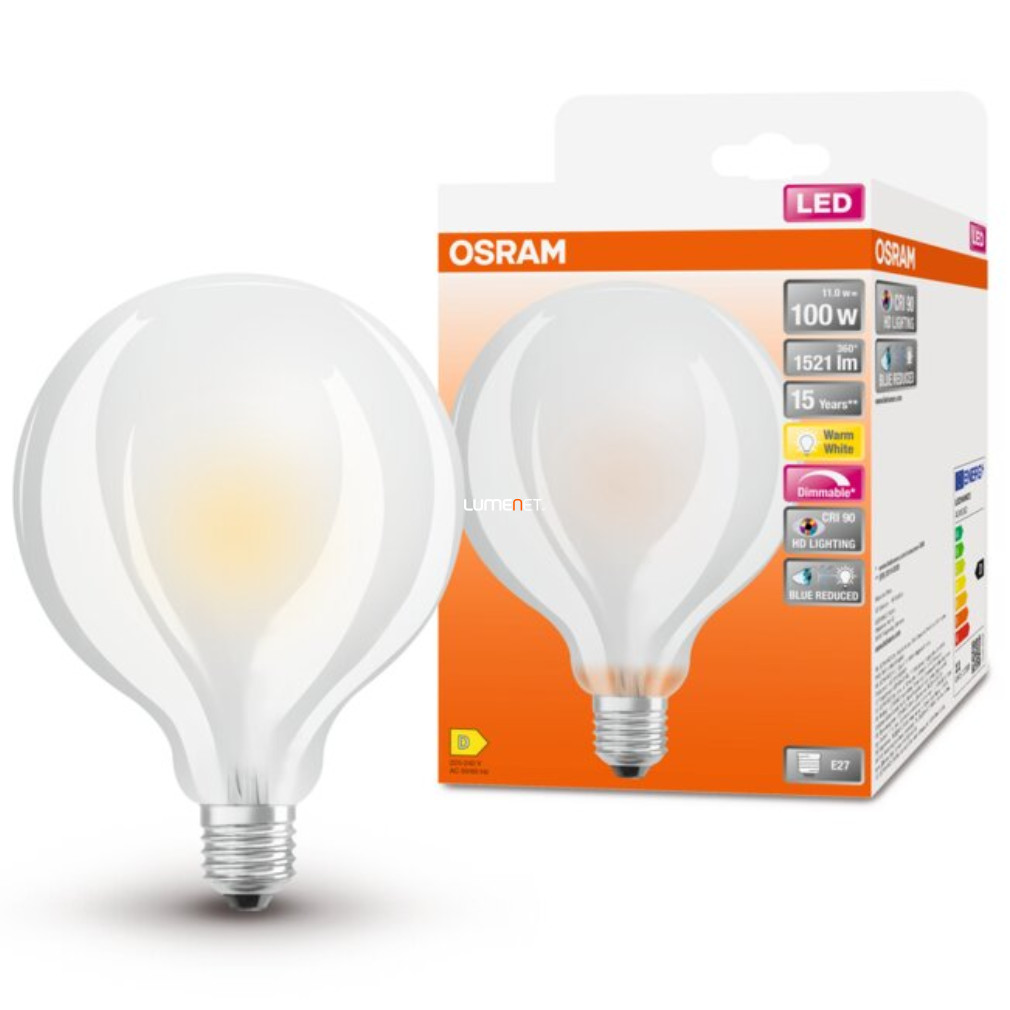 Osram E27 LED SStar+ glob mare 11W 1521lm 2700K alb cald, reglabil 300° opal - înlocuiește becul 100W