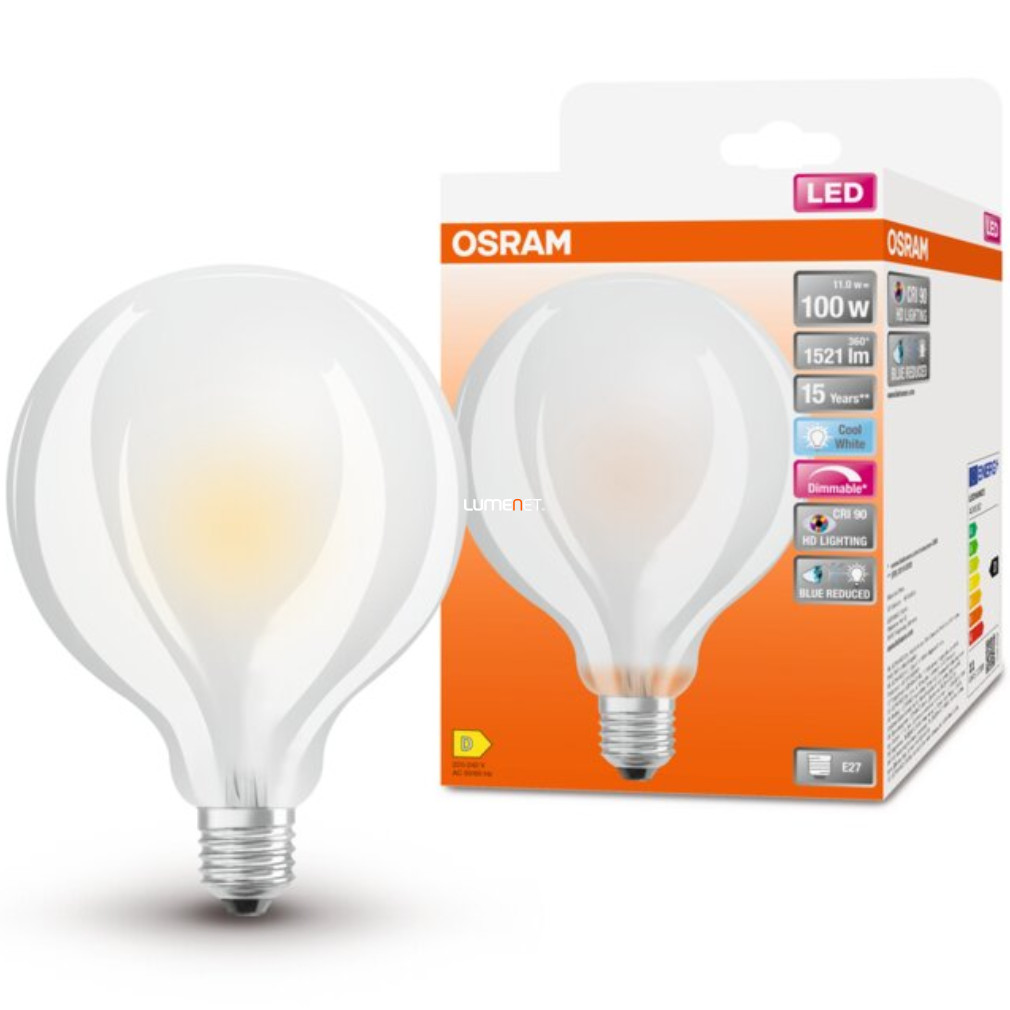 Osram E27 LED SStar+ glob mare 11W 1521lm 4000K alb rece, reglabil 300° opal - înlocuiește becul 100W