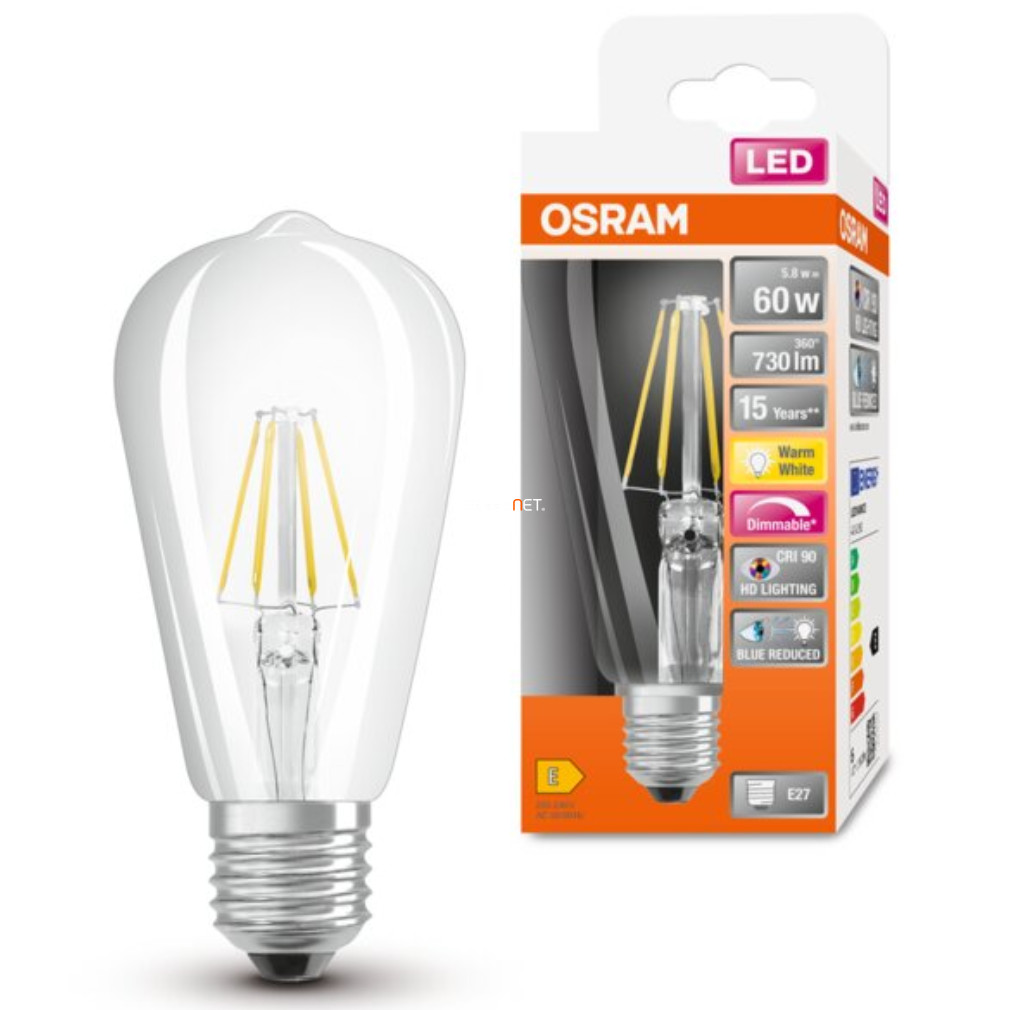 Osram E27 LED SStar+ Edison 5.8W 806lm 2700K alb cald, reglabil 300° - înlocuiește becul de 60W