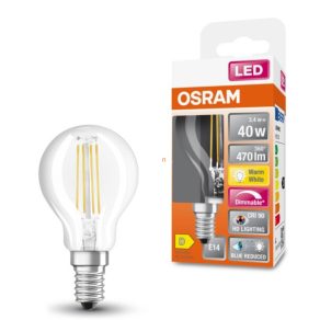   Osram E14 LED SStar+ glob mic 3,4 W 470 lm 2700 K alb cald, cu intensitate reglabilă 300° - înlocuiește becul de 40 W