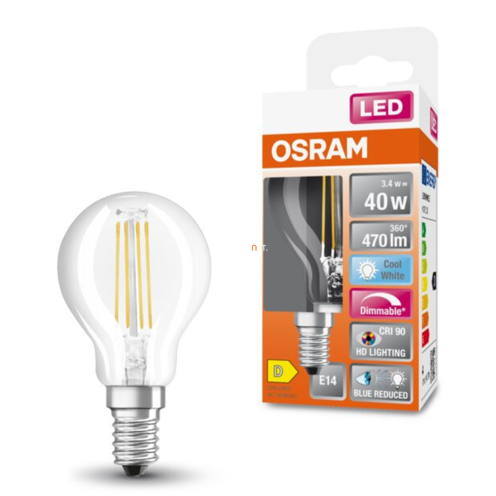 Osram E14 LED SStar+ glob mic 3.4W 470lm 4000K alb rece, reglabil 300° - înlocuiește becul de 40W