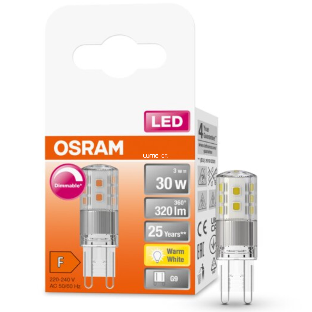 Osram G9 LED Special 3W 320lm 2700K alb cald, reglabil 320° - înlocuire bec 30W