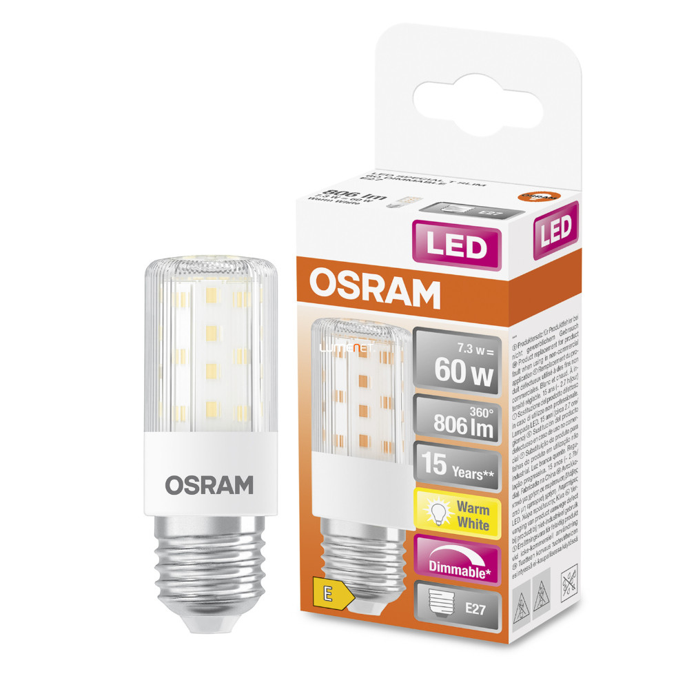 Osram Special T Slim E27 LED 7.3W 806lm 2700K reglabil - înlocuiește becul de 60W