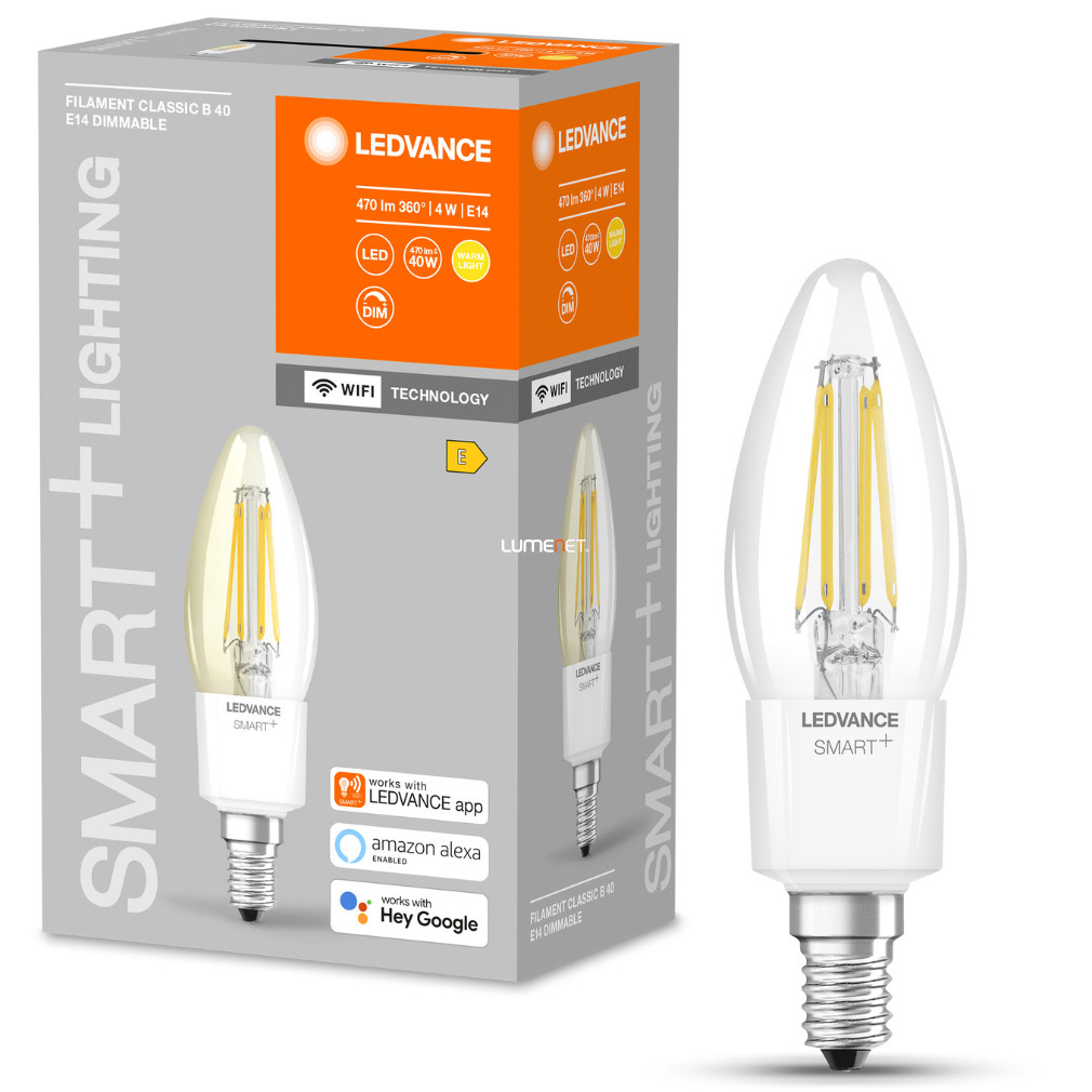 Ledvance Smart+ WIFI lumânare filament LED E14, 4W, 470lm, 2700K