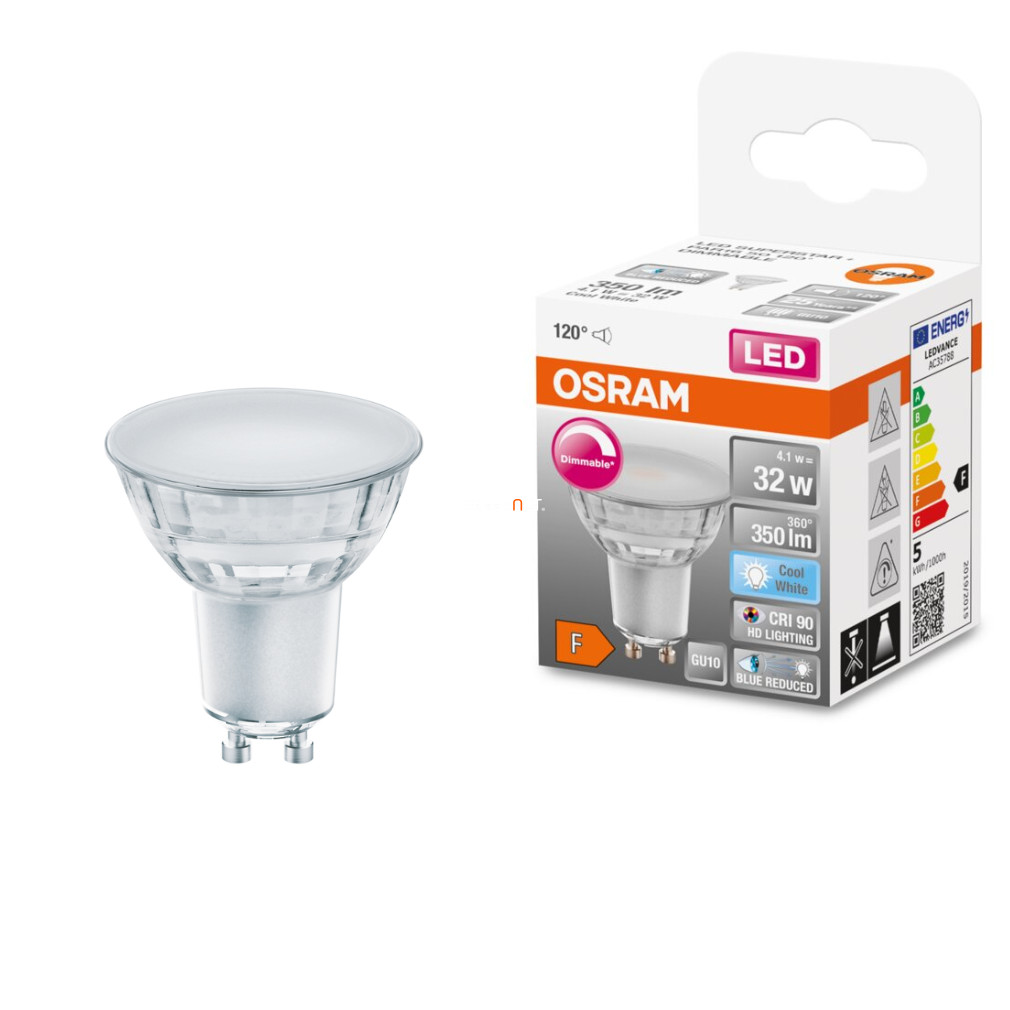 Osram GU10 LED SStar+ 4.1W 350lm 4000K alb rece, reglabil 120° - înlocuiește becul de 32W