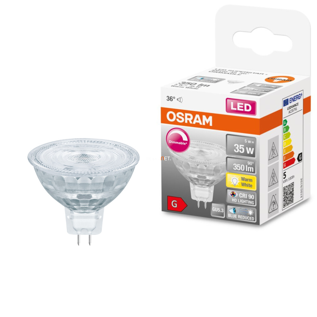 Osram GU5.3 12V LED SStar+ 5W 350lm 2700K alb cald, reglabil 36° - înlocuiește becul de 35W