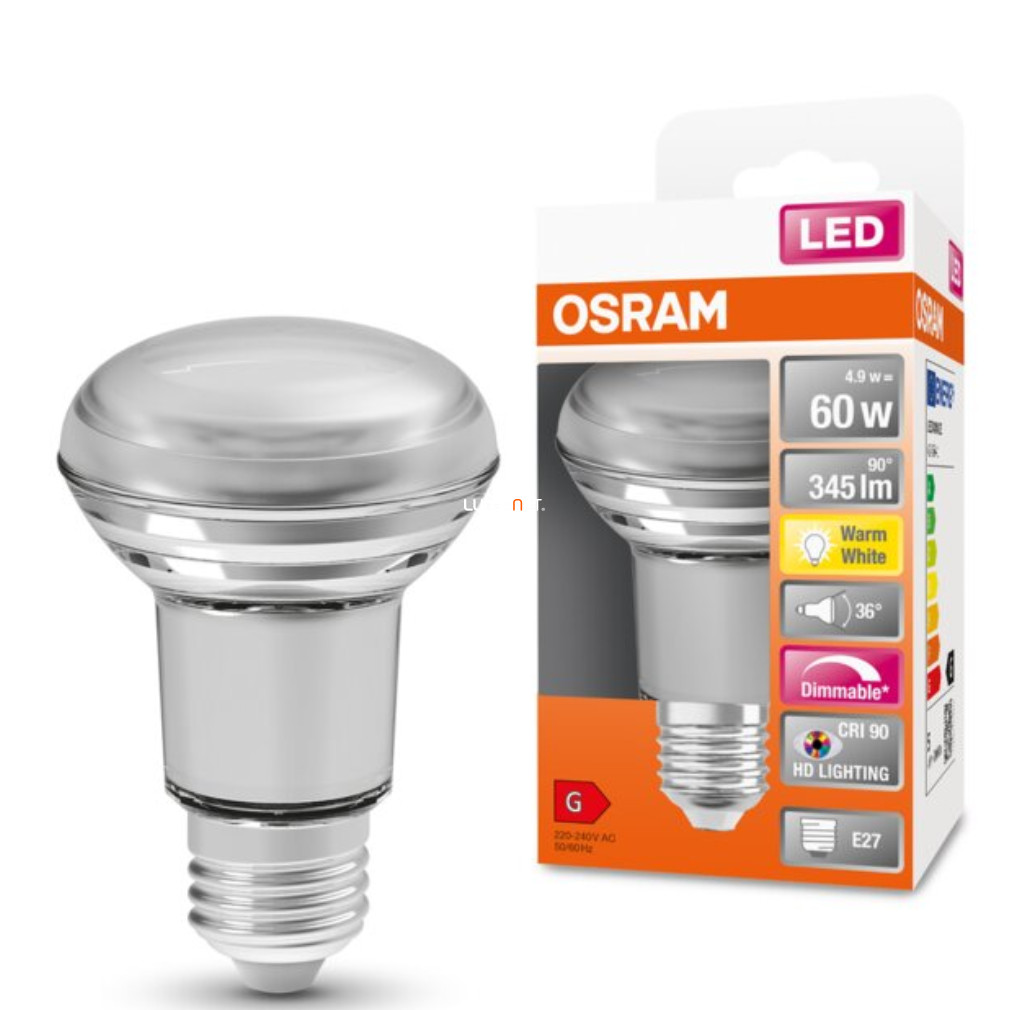 Osram E27 R63 LED SStar+ 4.8W 345lm 2700K alb cald, reglabil 36° - înlocuiește becul de 60W