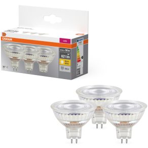   Osram GU5.3 LED 6,5 W, 621 lm, 2700 K, alb cald, sticlă transparentă - înlocuiește becul de 50 W, 3 bucăți - Soclu Spot MR16