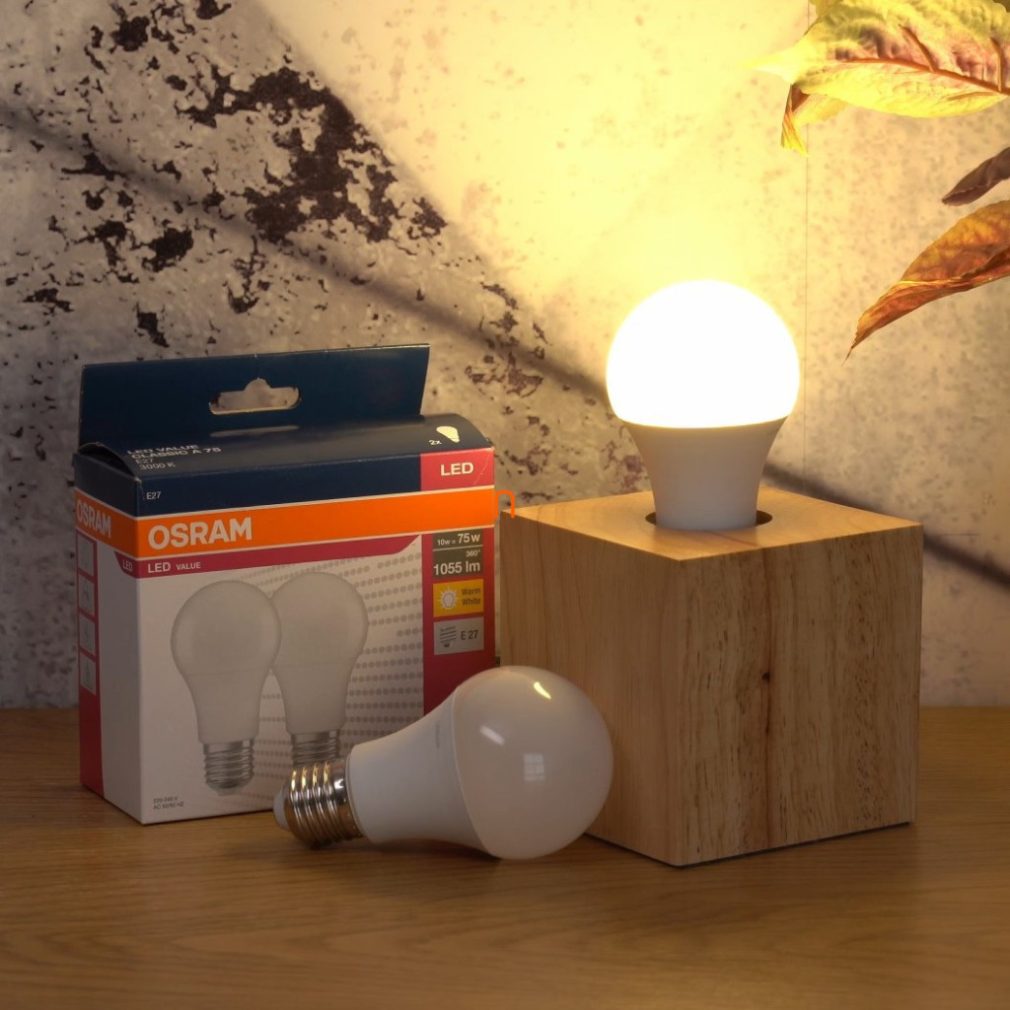 Osram E27 LED Value Classic 10W, 1055 lm, 3000 K, înlocuiește becul de 75 W (2 bucăți)