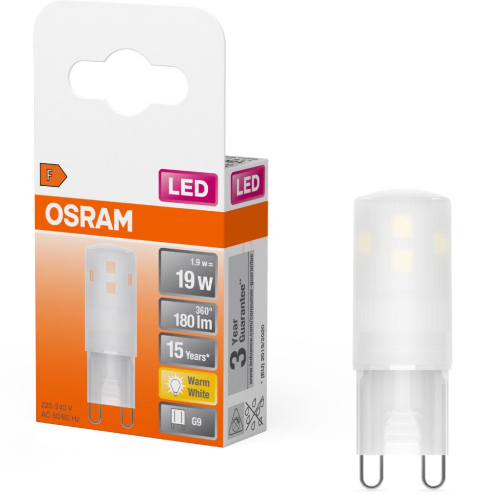 Osram G9 LED 1,9W, 180 lm, 2700 K, alb cald, aluminiu, plastic opal - înlocuiește becul de 20 W - Special Pin